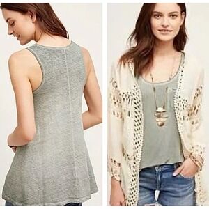 Anthropologie Akemi + Kin Savoy Swing Tank Top Size S Women Gray/Green 50% Linen